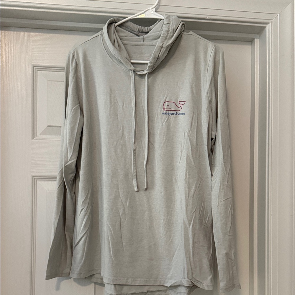 Vineyard Vines Gray Tee with Pink Whale Logo